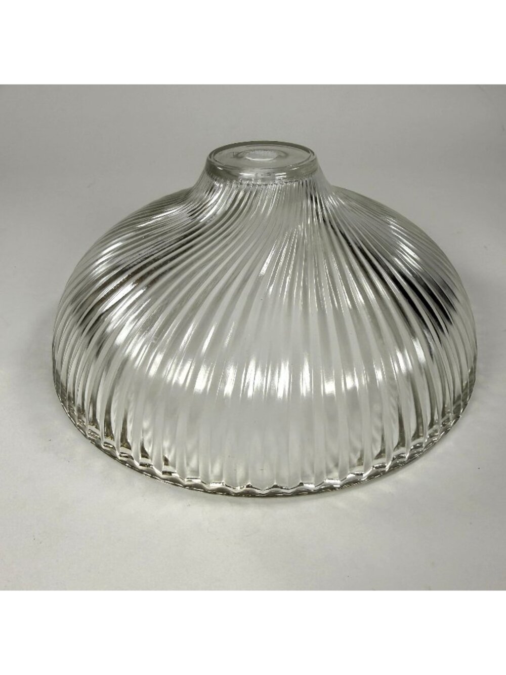 Vintage Swirl Ribbed Clear Glass Light Globe Lamp Shade 8" Diameter Replacement